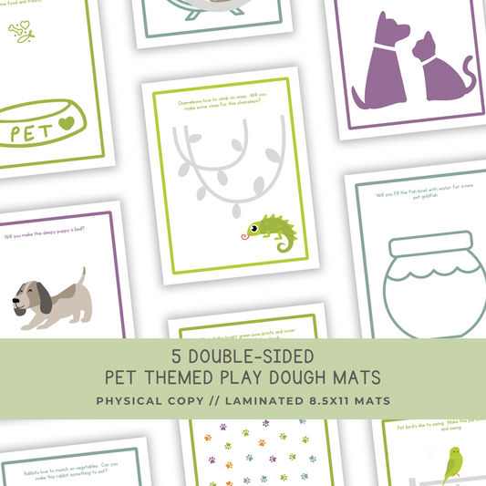 5 Double-sided Pet Themed Play Dough Mats - Physical Product