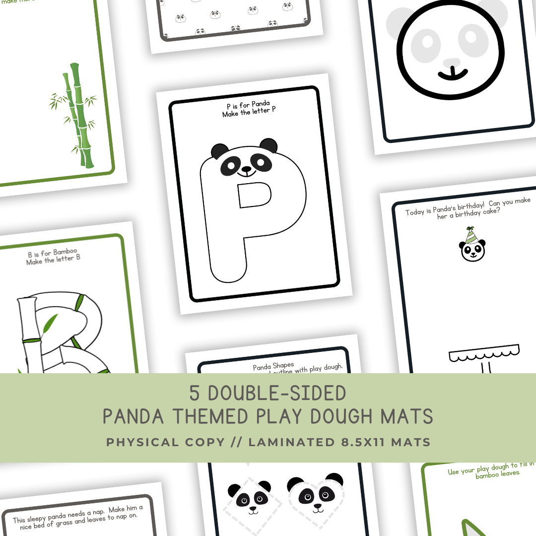 5 Double-sided Panda Play Dough Mats - Physical Product