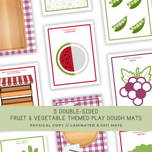 5 Double-sided Fruit & Veggie Play Dough Mats - Physical Product