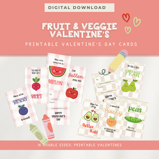 Fruit & Veggie Valentines - Digital Download