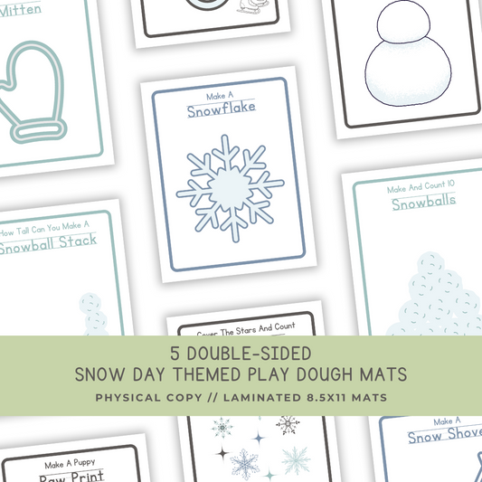 5 Double-sided Snow Day Play Dough Mats - Physical Product