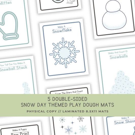 5 Double-sided Snow Day Play Dough Mats - Physical Product - Chickadees Wooden Toys