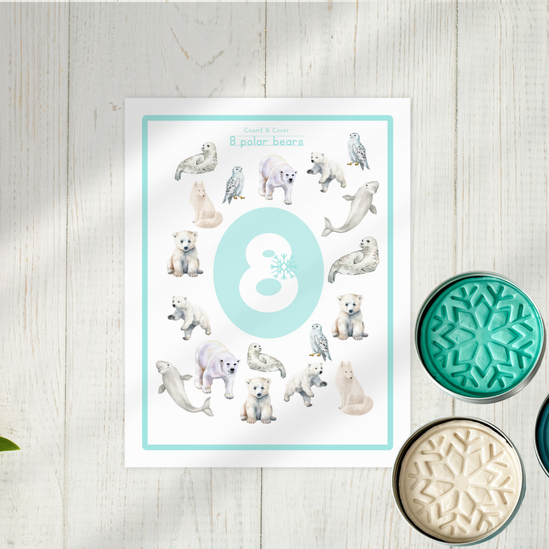 5 Double-sided Arctic Animal Play Dough Mats - Physical Product