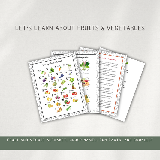 Eating the Alphabet Themed Activity Pages - Printed Packet - Chickadees Wooden Toys