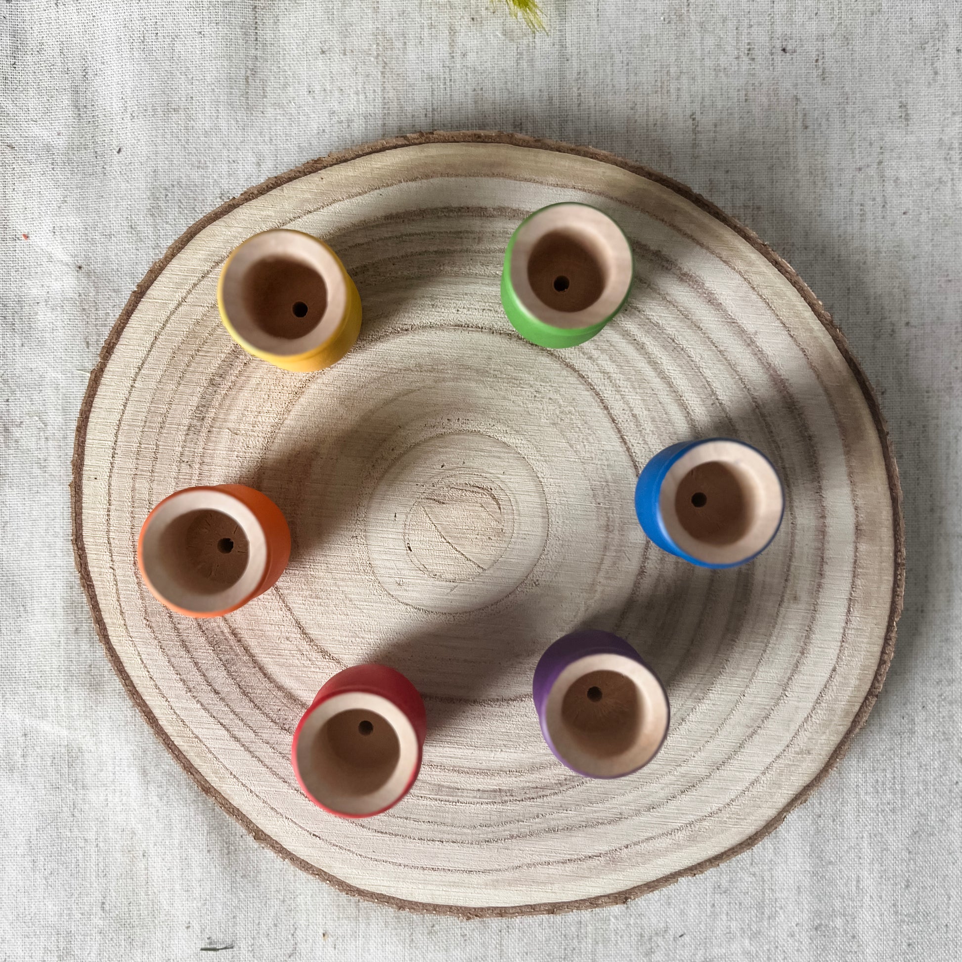 Set of 6 Rainbow Pots - Chickadees Wooden Toys