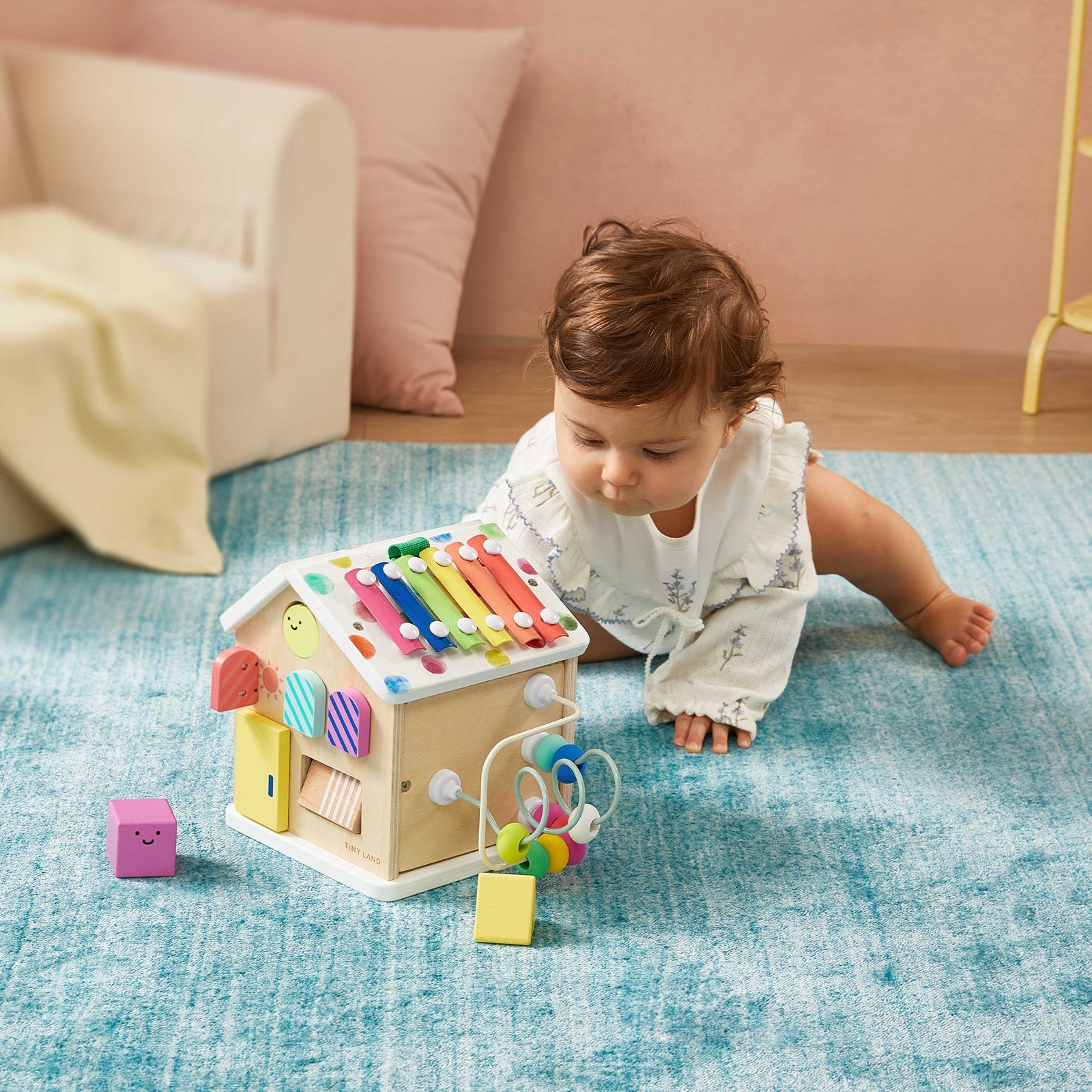 Tiny Land® Cottage Activity Cube - Rainbow - Chickadees Wooden Toys