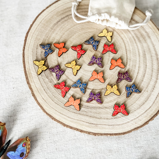 Set of 20 Wooden Butterfly Counters