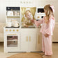 Tiny Land® Iconic Wooden Play Kitchen – Cream Pretend Cooking Set for Kids