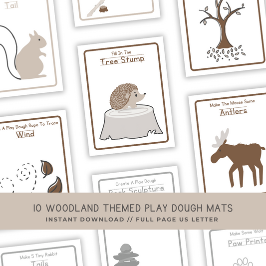 10 Woodland Play Dough Mats - Digital Download