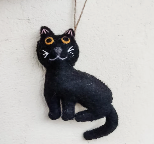 Felt Ornament - Stitched Cat - Chickadees Wooden Toys