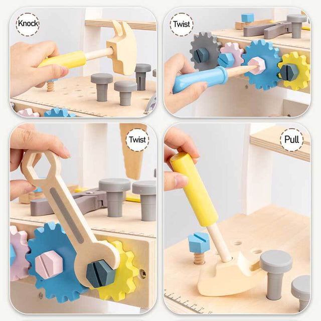 Wooden Tool Walker – Multi-Activity Learning Wagon for Toddlers