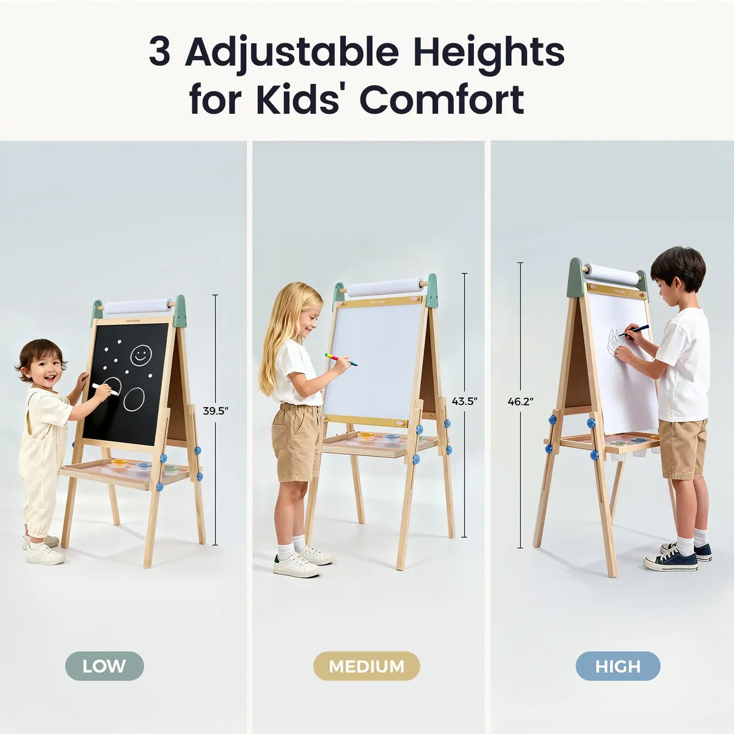 Tiny Land® 3-in-1 Art Easel for Kids - Chickadees Wooden Toys