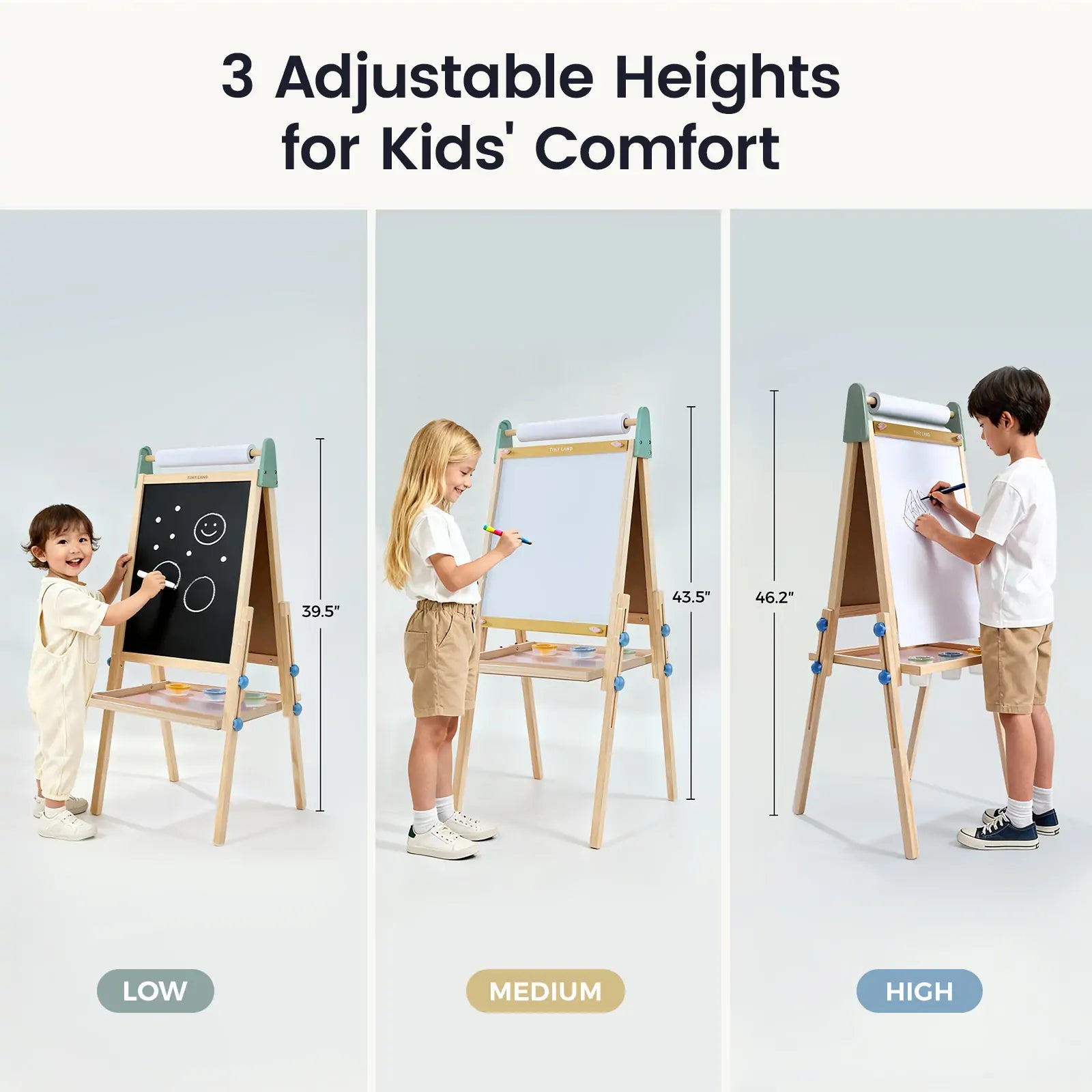 Tiny Land® 3-in-1 Art Easel for Kids - Chickadees Wooden Toys