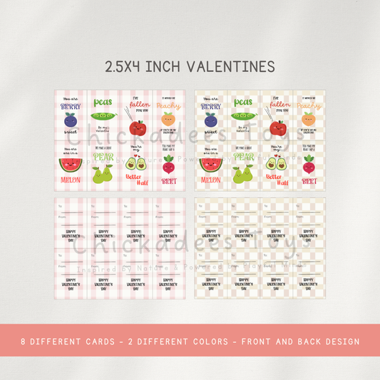 Fruit & Veggie Valentines - Digital Download - Chickadees Wooden Toys