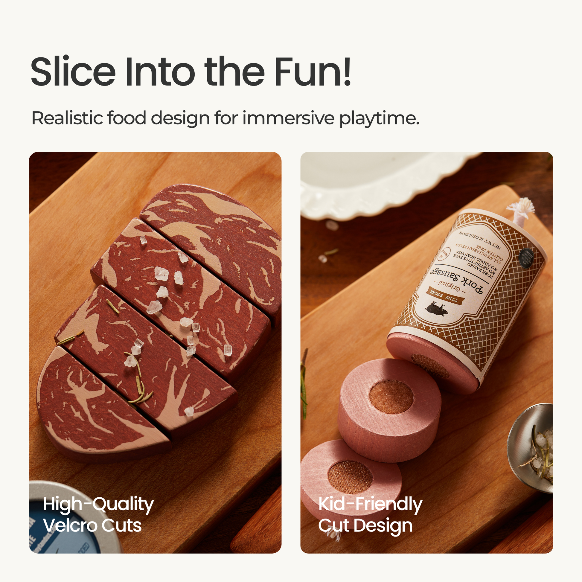 Tiny Land® Organic Meat & Seafood Pack - Chickadees Wooden Toys