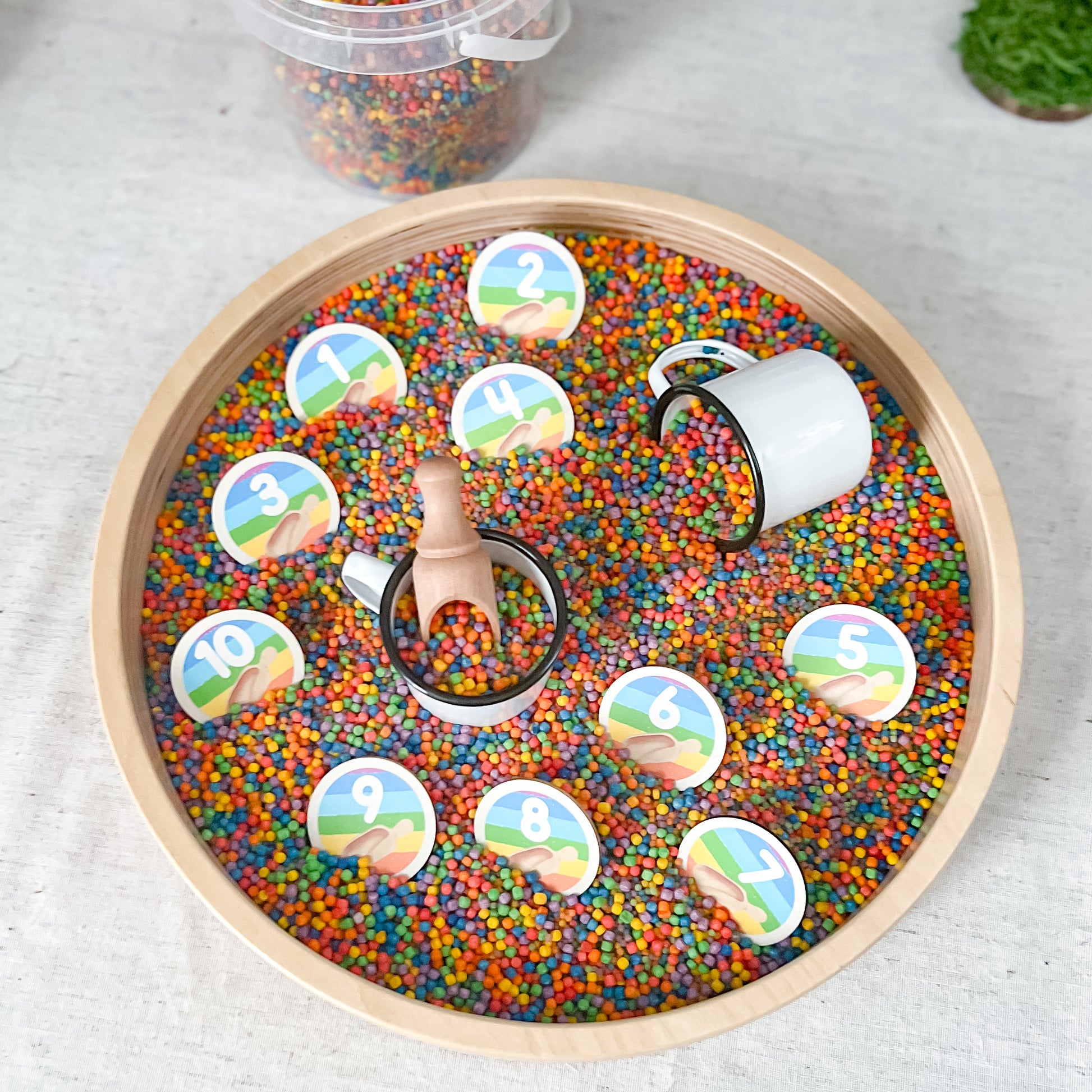 Rainbow Punch Sensory Bucket - Chickadees Wooden Toys