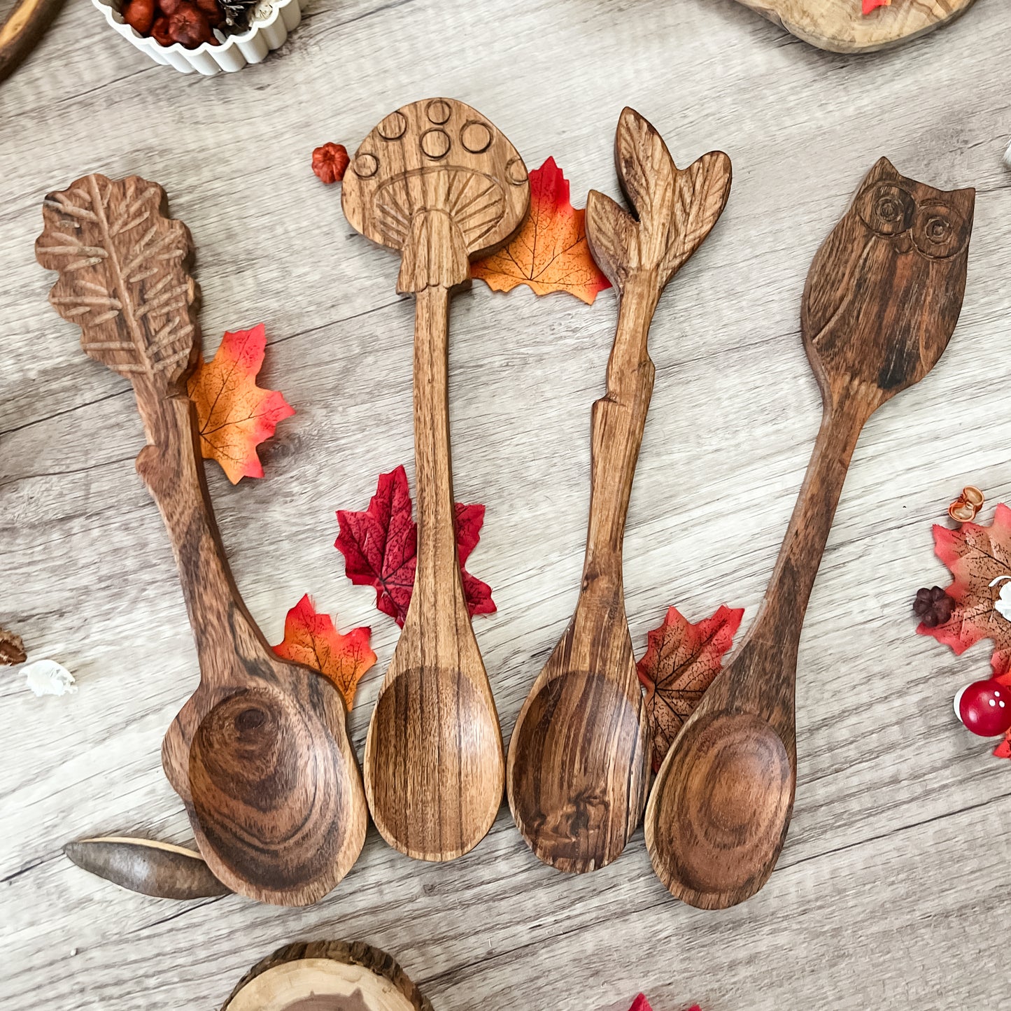 Large Acacia Wood Woodland Spoons