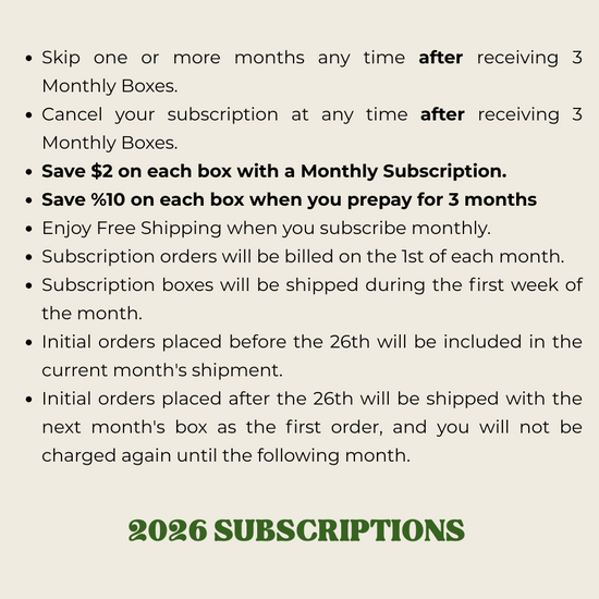 Text detailing terms and conditions for a subscription service on a beige background.