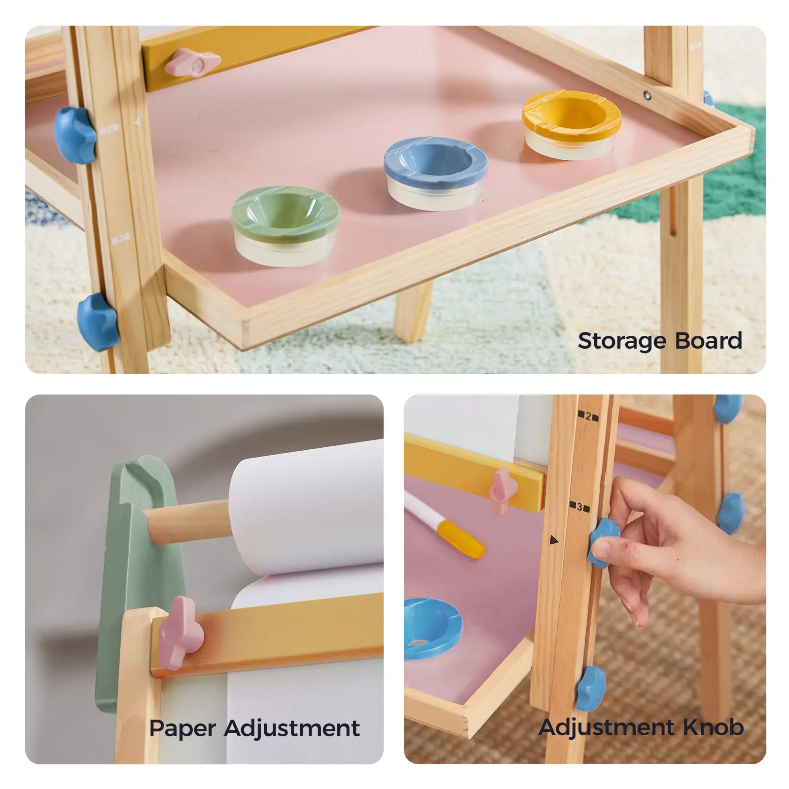 Tiny Land® 3-in-1 Art Easel for Kids - Chickadees Wooden Toys