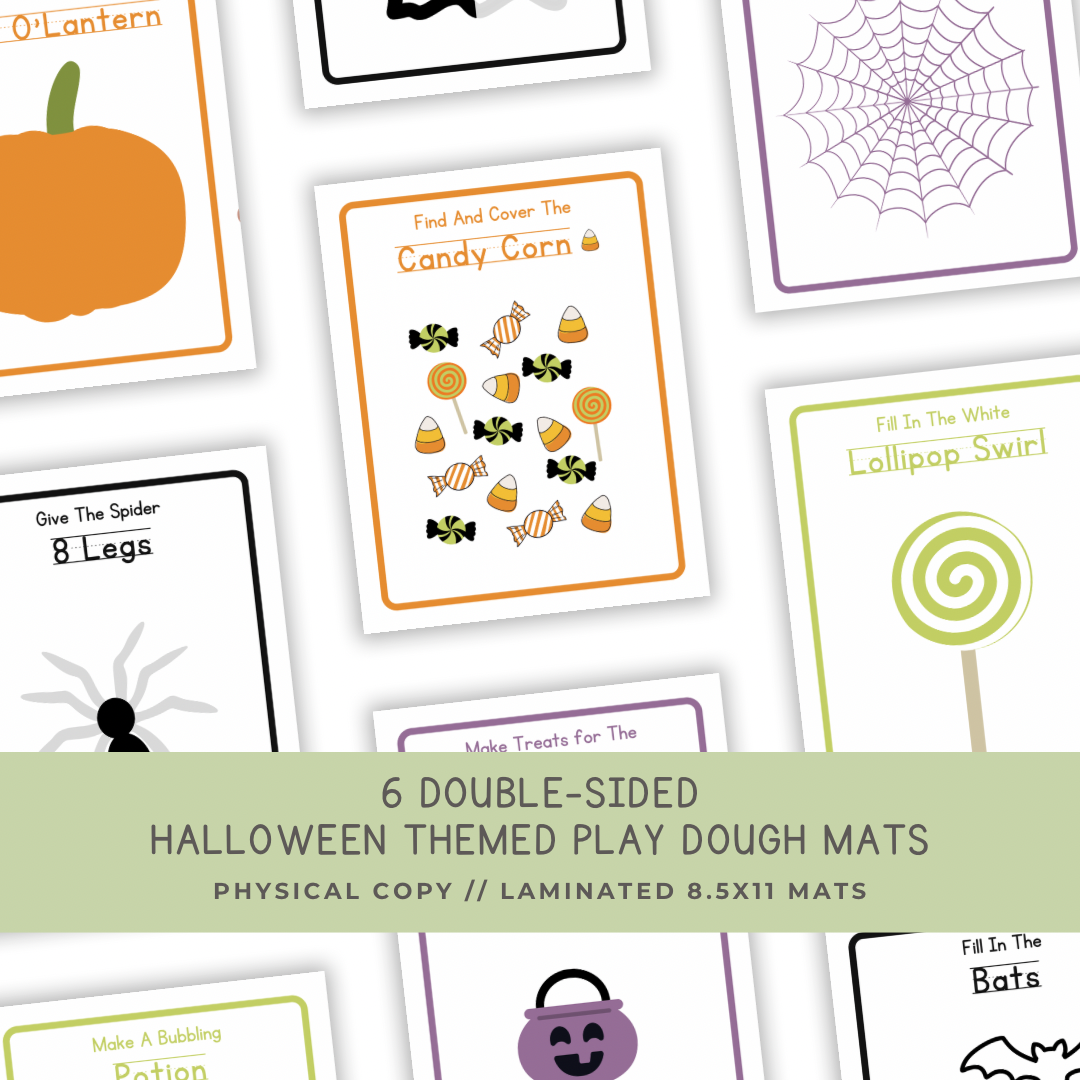 6 Double-sided Halloween Play Dough Mats - Physical Product