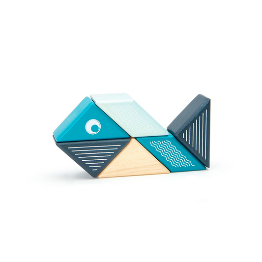 Travel Pals - Whale <br>Magnetic Wooden Blocks <br>6 pieces - Chickadees Wooden Toys