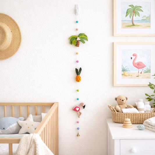 Felt Garland - Tropical Trio Flamingo - Chickadees Wooden Toys