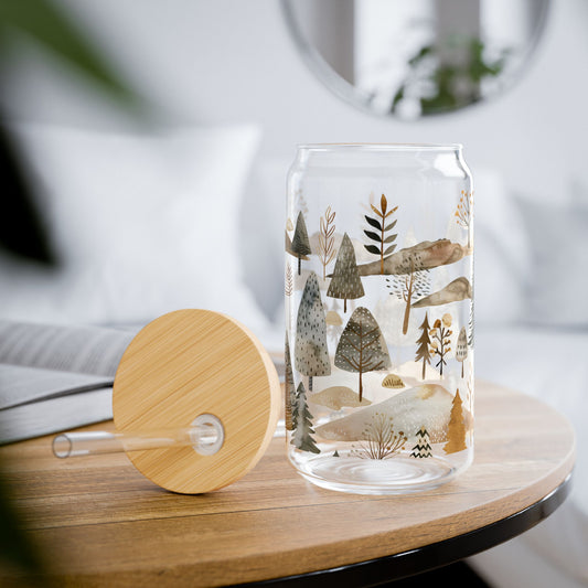 Nature-Inspired Sipper Glass - 16oz with Eco-Friendly Bamboo Lid