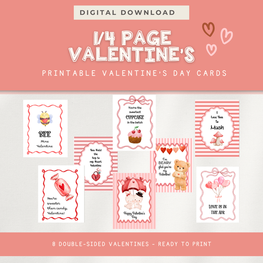 1/4 Page Vintage Valentines - Digital Download