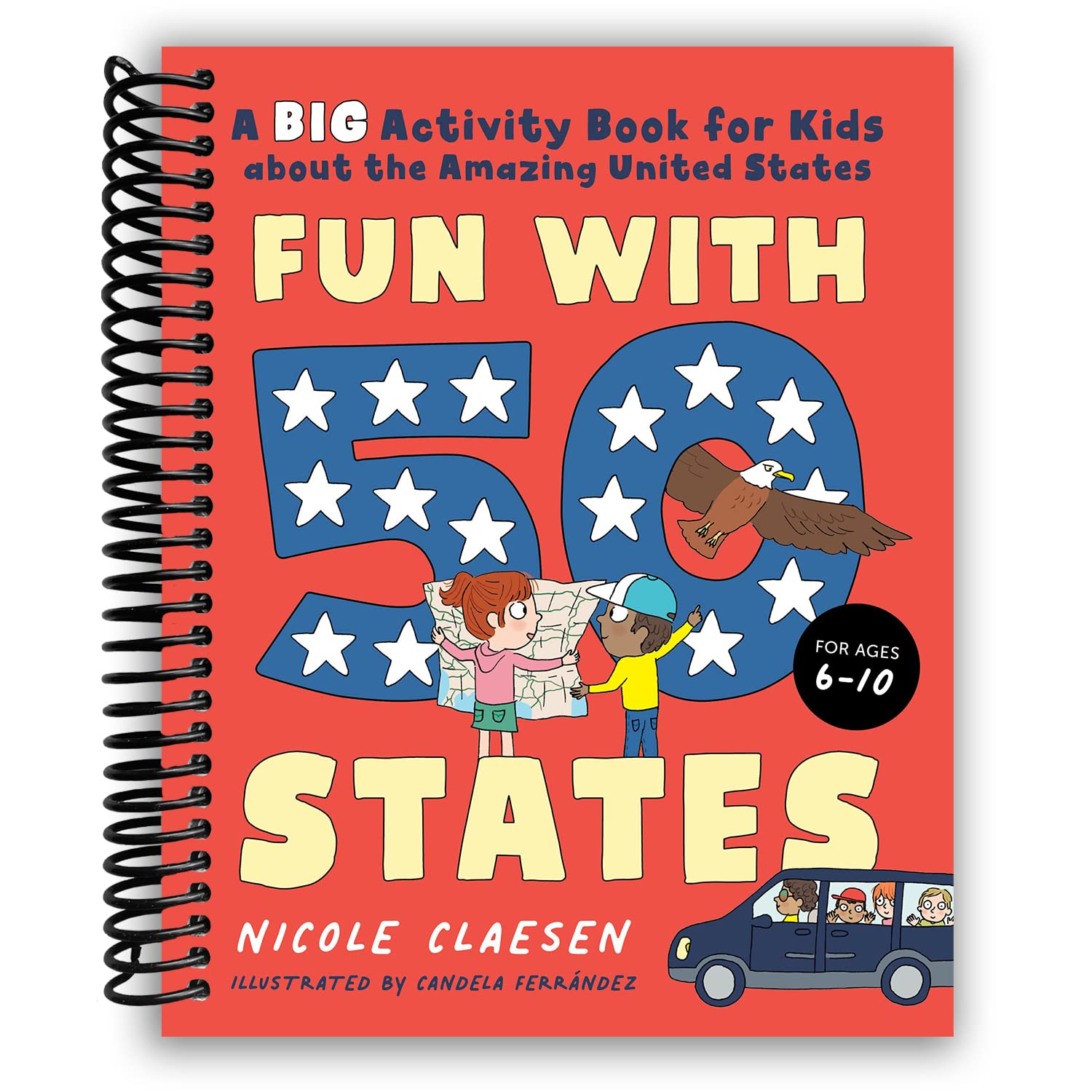 Fun with 50 States: A Big Activity Book for Kids about the Amazing United States (Spiral Bound) - Chickadees Wooden Toys
