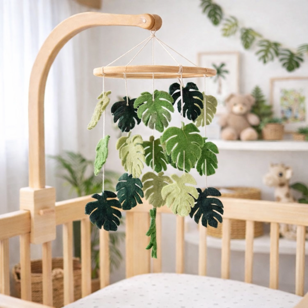 Felt Baby Mobile - Monstera Serenity - Chickadees Wooden Toys