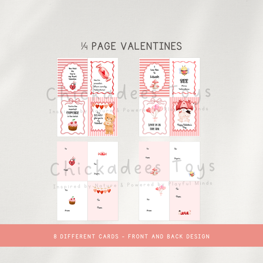 1/4 Page Vintage Valentines - Digital Download - Chickadees Wooden Toys