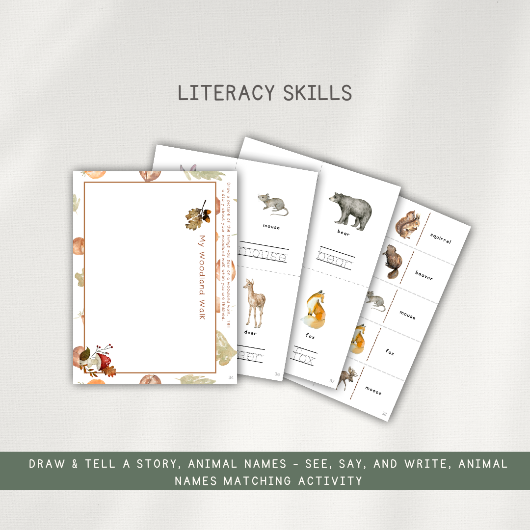 Woodland Themed Activity Pages - Digital Download