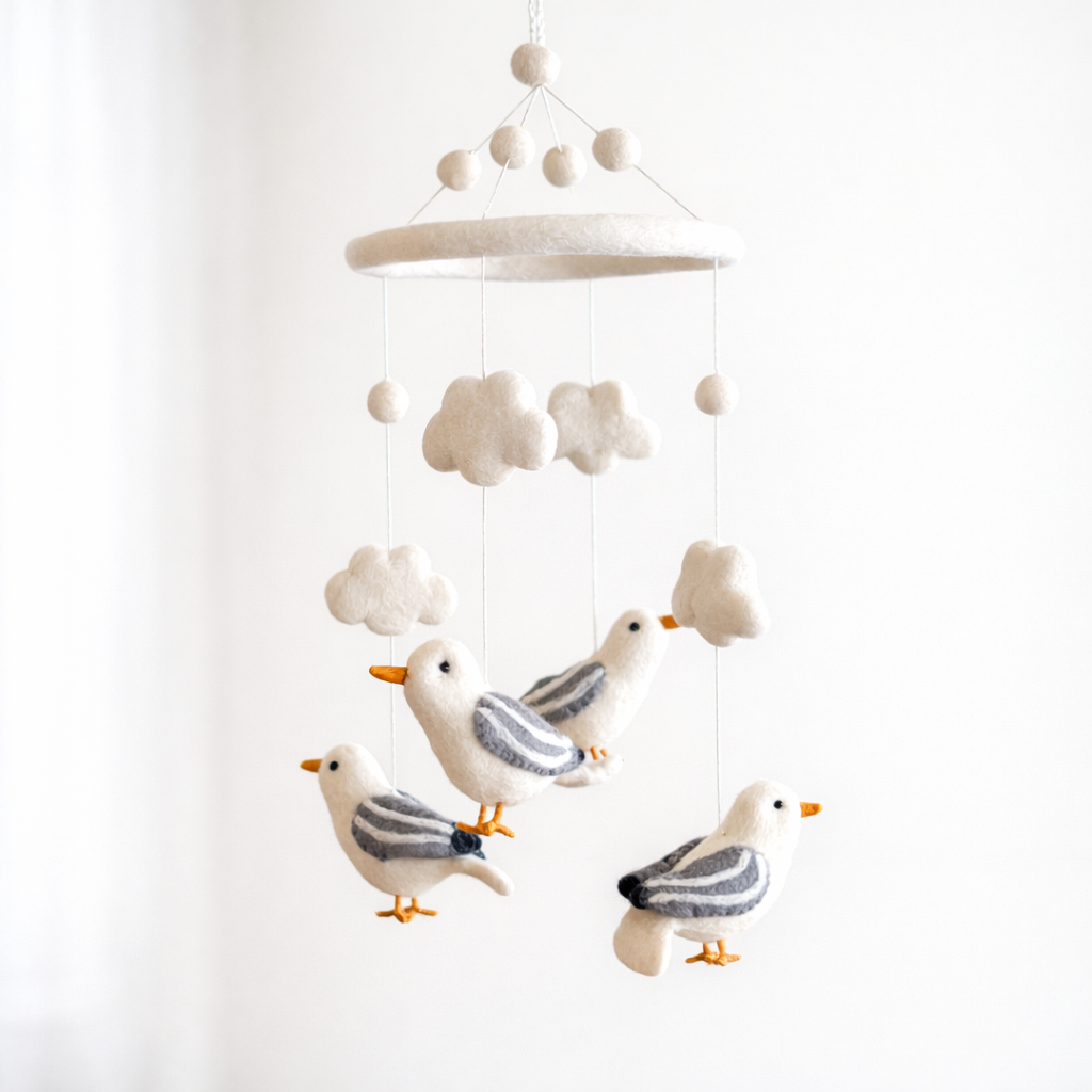 Felt Baby Mobile - Seagull - Chickadees Wooden Toys