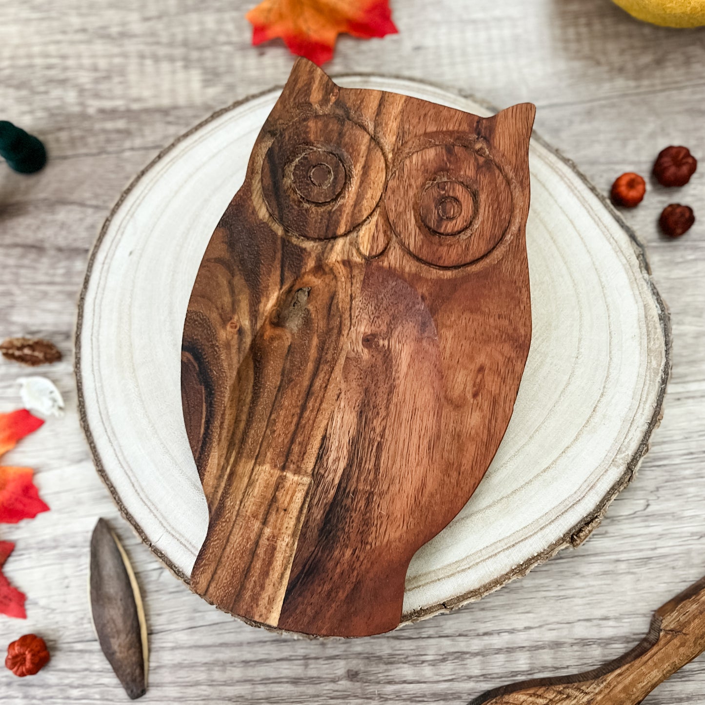 Acacia Wood Owl Tray