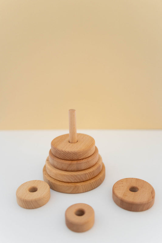 Lindquist Lane Wooden Circle Stacker in Natural Wood