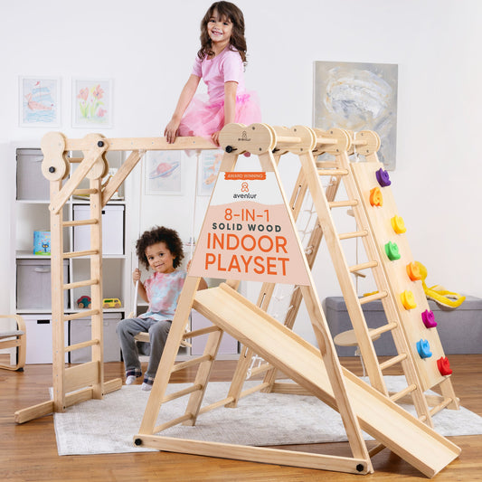 Chestnut - 8-in-1 Jungle Gym for Toddlers - Chickadees Wooden Toys