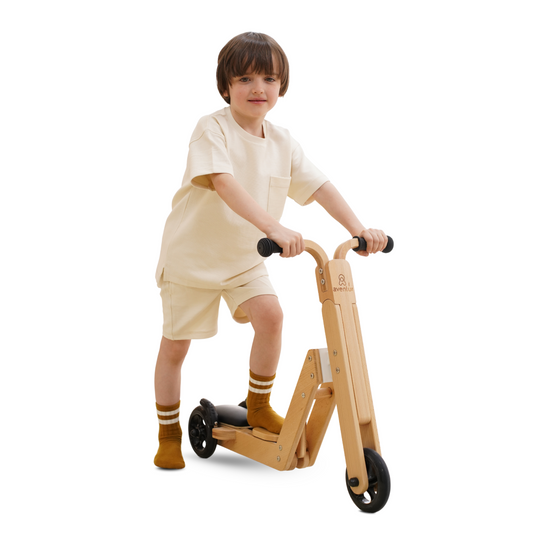 Juneberry 2-in-1 Wooden Scooter & Ride-On Toy for Toddlers - Chickadees Wooden Toys