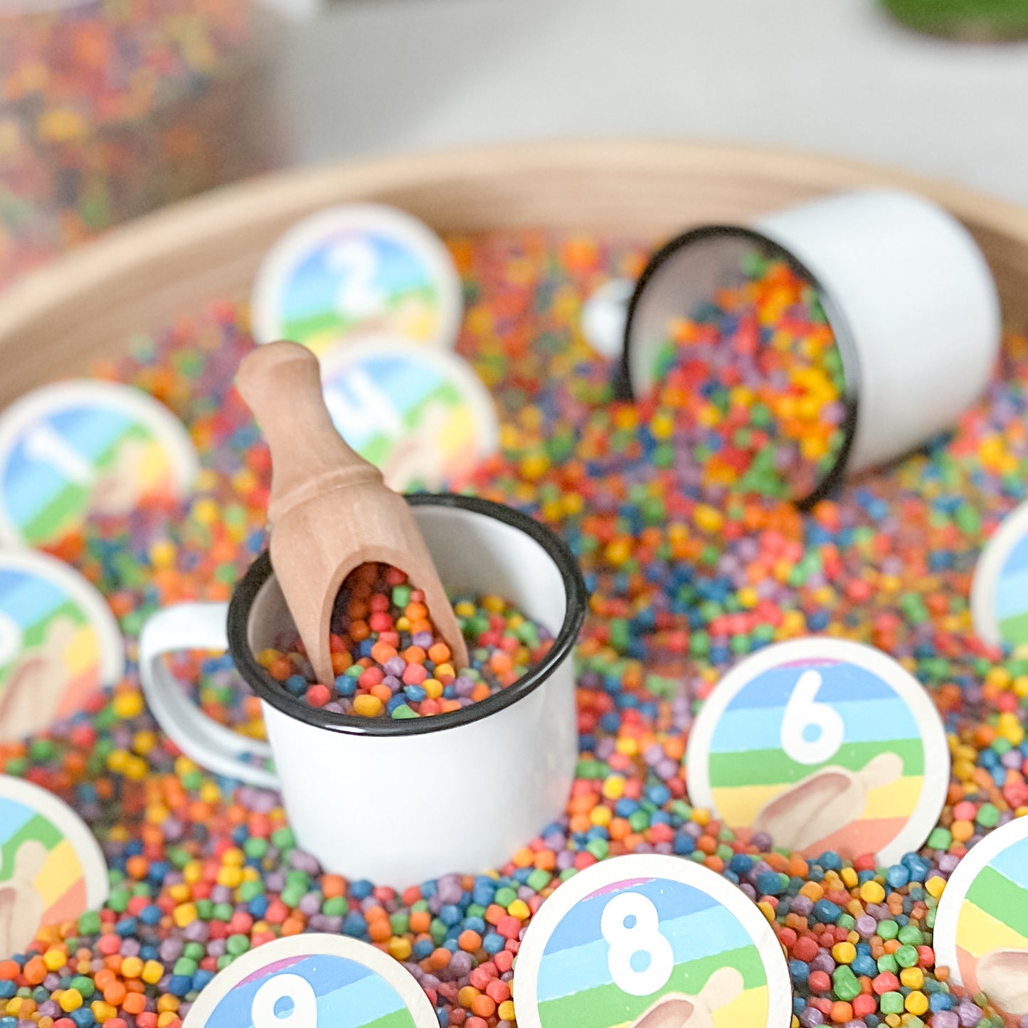 Rainbow Punch Sensory Bucket - Chickadees Wooden Toys
