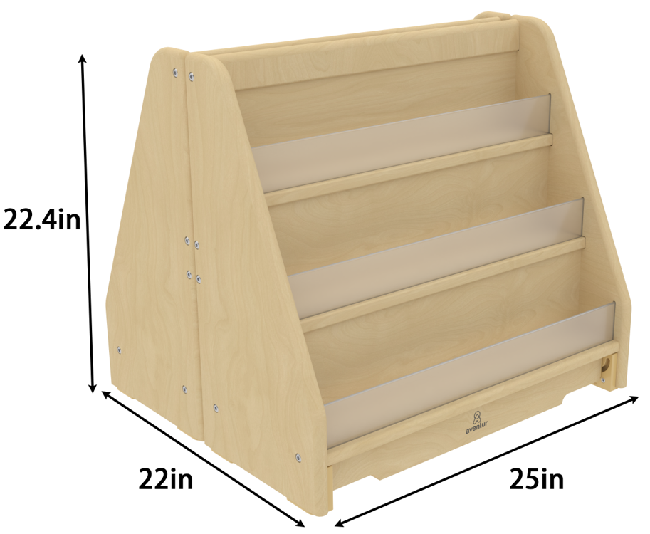 Wooden Classroom Bookshelf – Double Pack 3 Tier Front-Facing Display | 22.4" H x 25" W x 22" D - Chickadees Wooden Toys