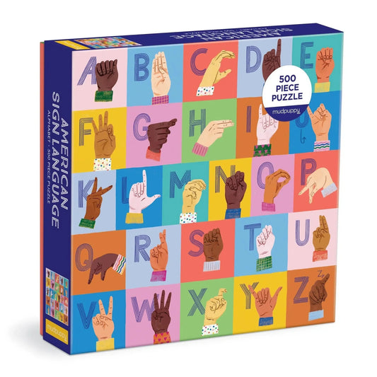 American Sign Language Alphabet 500 Piece Jigsaw Puzzle Mudpuppy - Chickadees Wooden Toys
