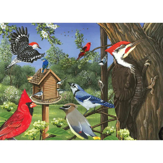 Around the Birdfeeder 35 Piece Tray Jigsaw Puzzle Cobble Hill - Chickadees Wooden Toys
