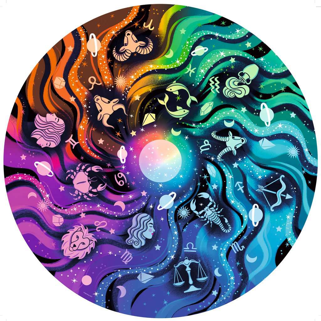 Astrology "Circle of Colors" 500 Piece Round Jigsaw Puzzle Ravensburger