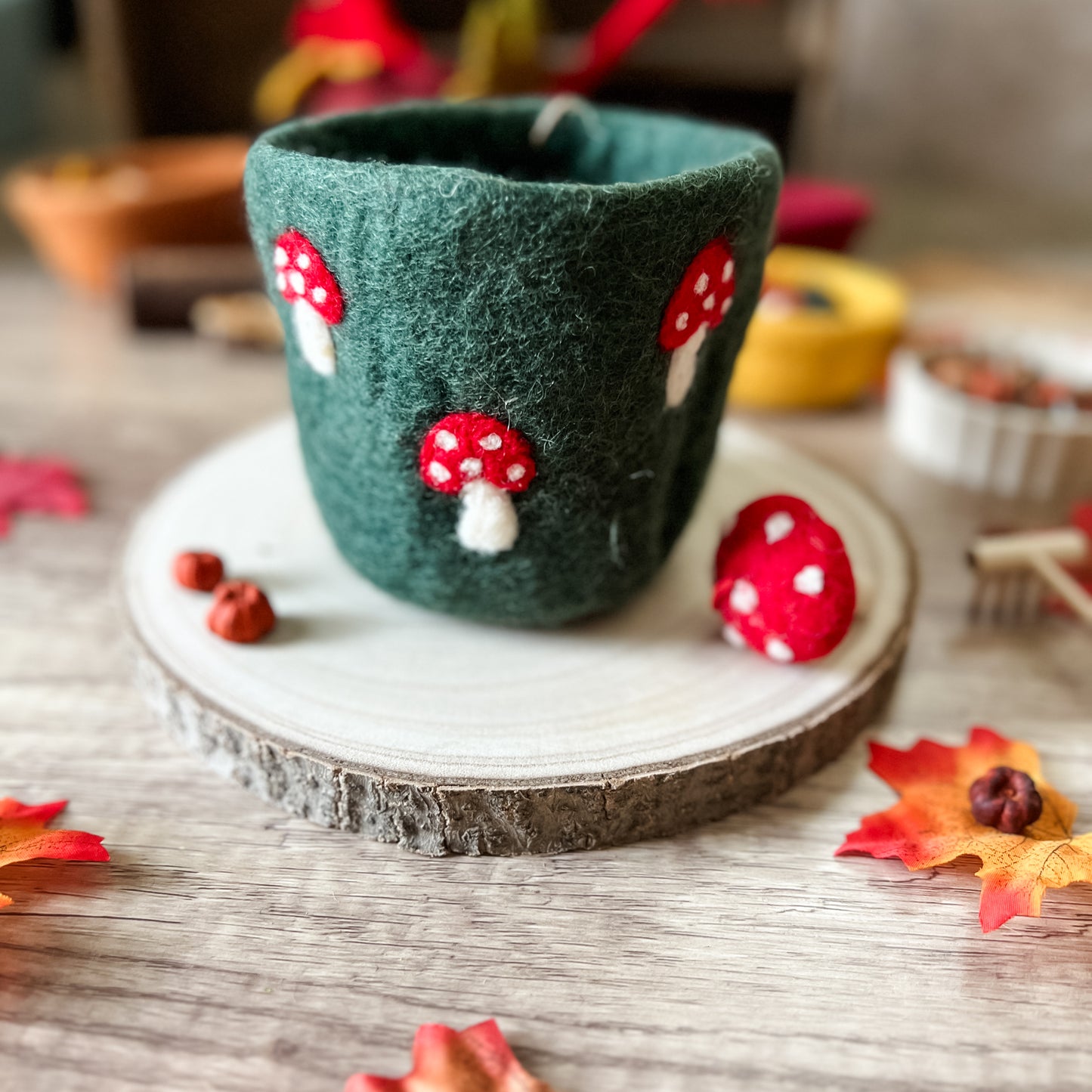 Wool Felt Mushroom Basket