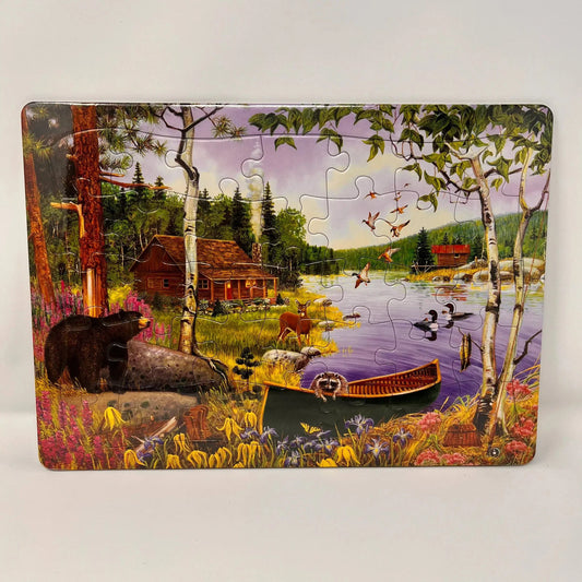 Bear Lake 35 Piece Tray Jigsaw Puzzle Cobble Hill - Chickadees Wooden Toys
