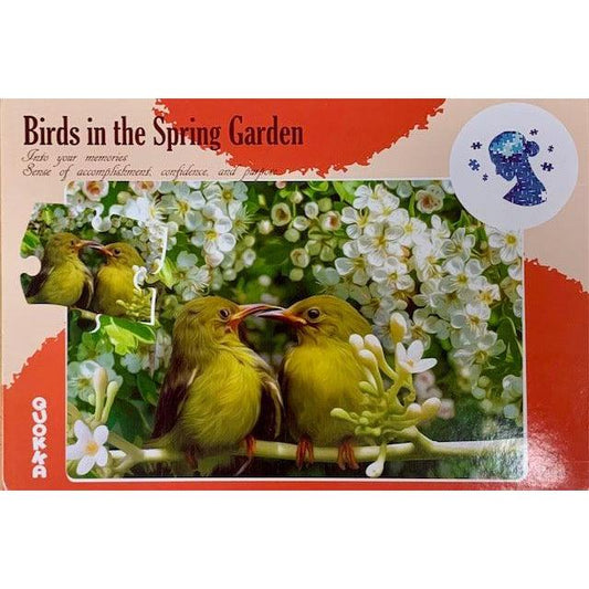 Birds in the Spring Garden 63 Piece Tray Jigsaw Puzzle Quokka - Chickadees Wooden Toys