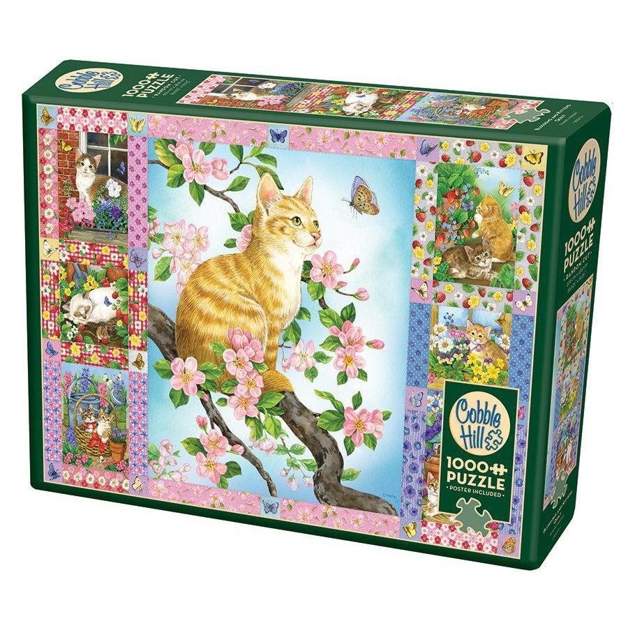 Blossoms & Kittens Quilt 1000 Piece Jigsaw Puzzle Cobble Hill