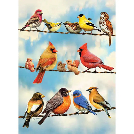 Blue Sky Birds 35 Piece Tray Jigsaw Puzzle Cobble Hill - Chickadees Wooden Toys