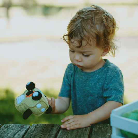Green Tractor Rattle - Chickadees Wooden Toys