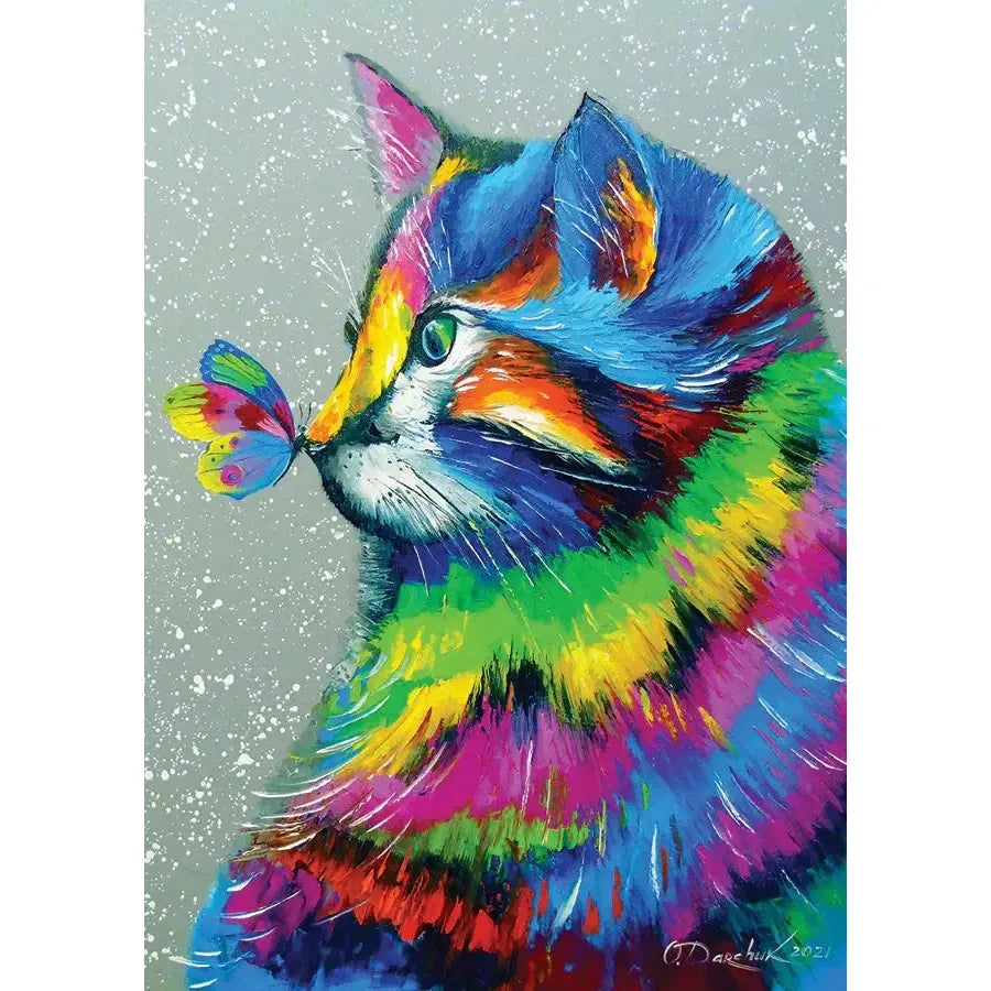 Bright Cat & Butterfly 1000 Piece Jigsaw Puzzle Enjoy