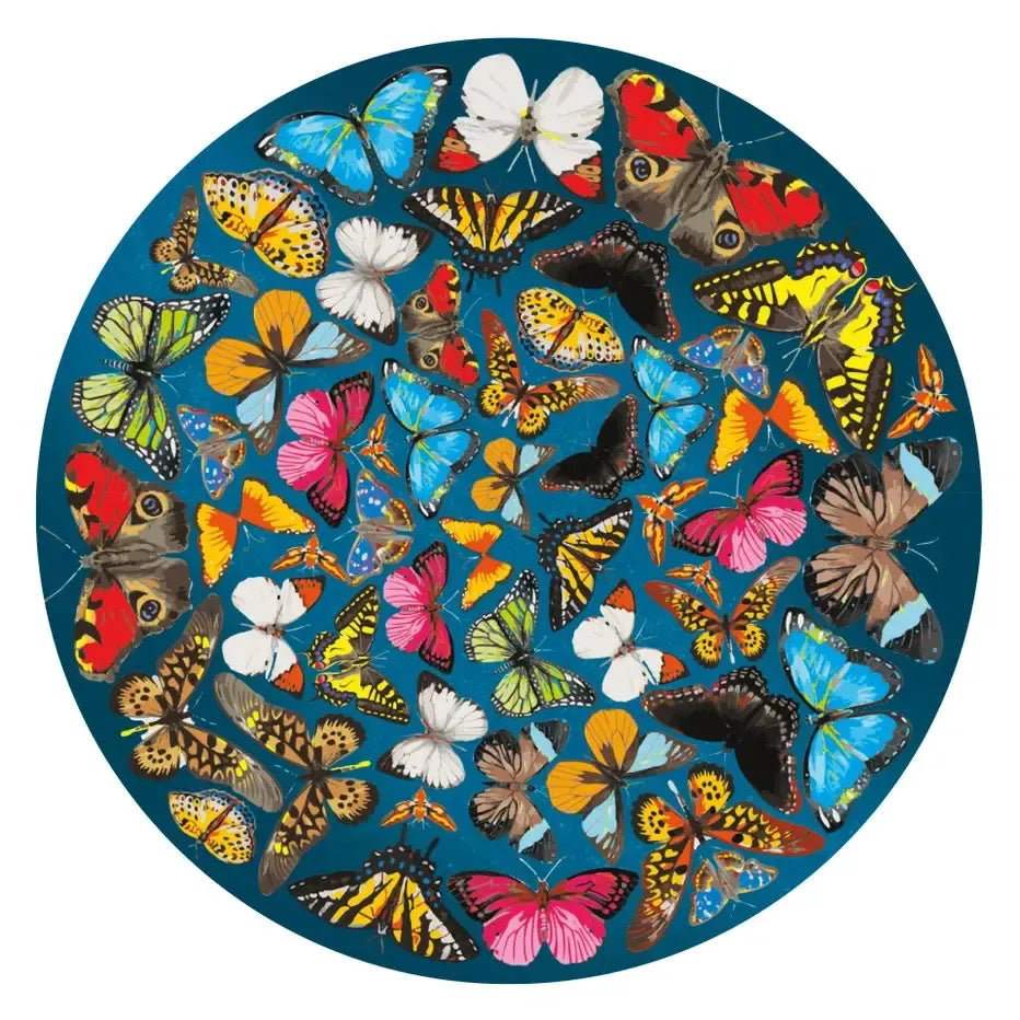 Butterflies 424 Wood Piece Double-Sided Round Jigsaw Puzzle Curiosi